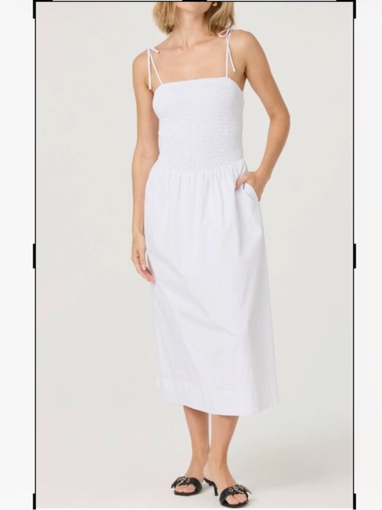 Astr Dresses & Skirts - Astr White Smocked Midi Dress with Tie Straps